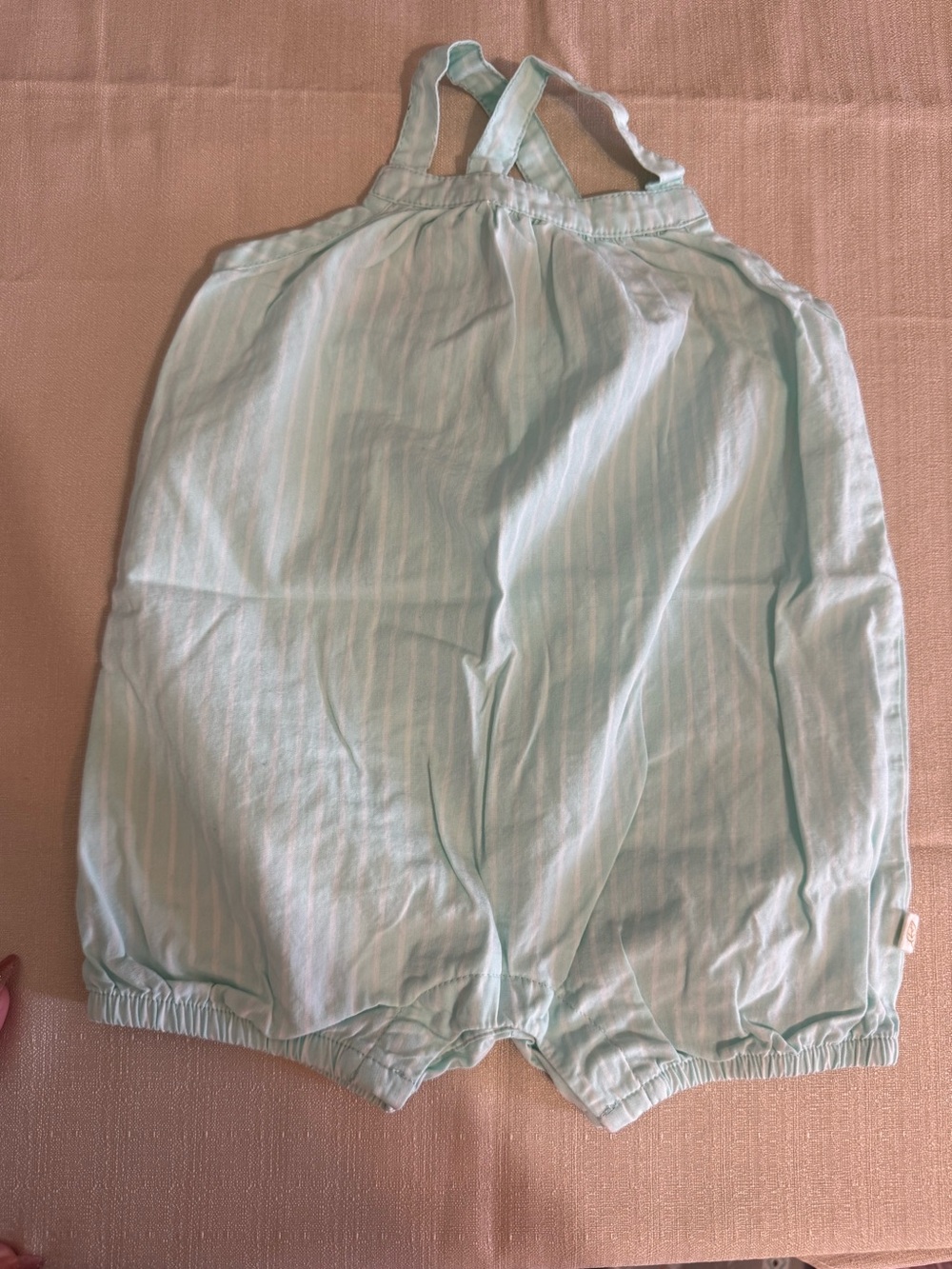 Boho Mint Green & White Stripes Sleeveless Baby Romper